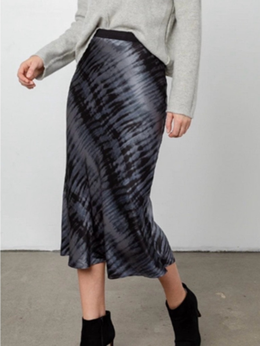 Rails Berlin Black Tide Bias Cut Midi Skirt XS